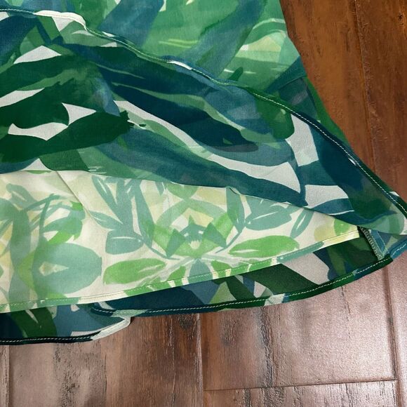 CABI #5235 Green Tropical Palm Leaf Castaway Mini Dress Lined - Picture 8 of 12